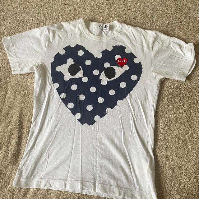 Comme des Garçons Play Men's T-shirt - White/Blue - M on Productcaster.