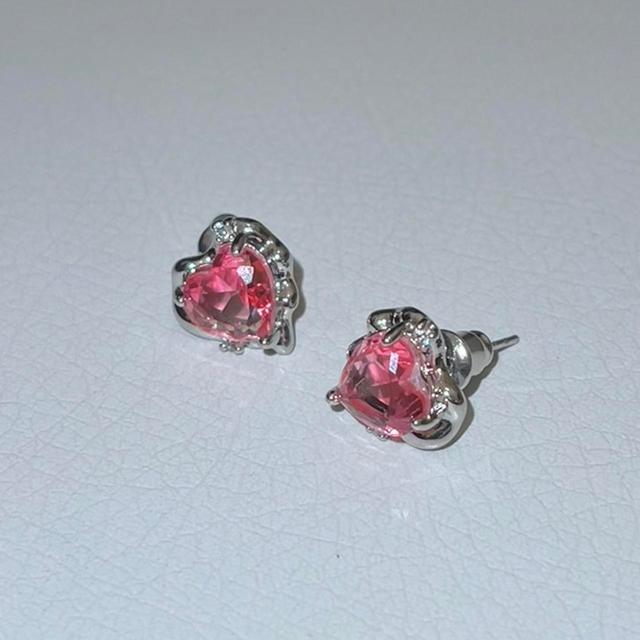 Women's Earrings - Pink/Silver on Productcaster.