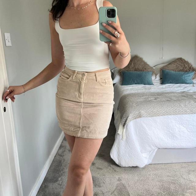 Urban Outfitters Women's Mini Skirt - Tan/Cream - S on Productcaster.