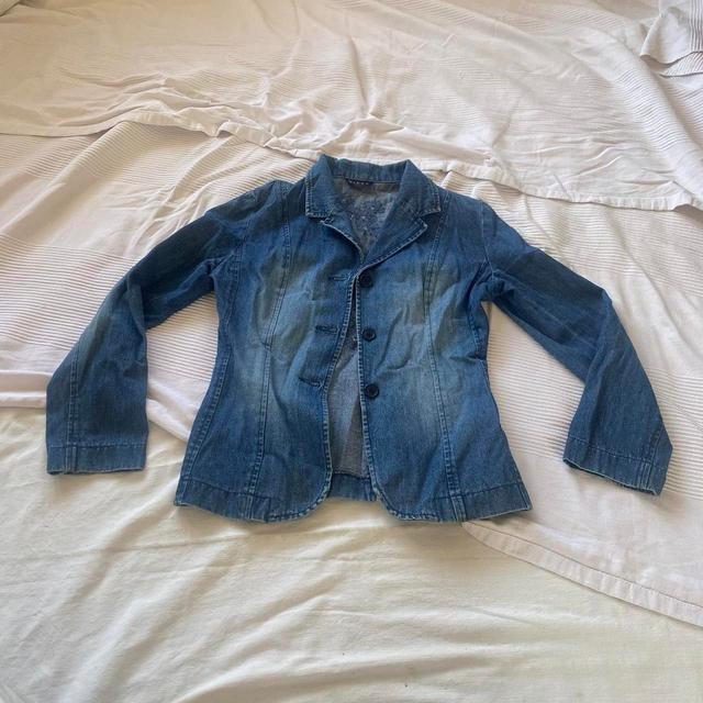 Vintage Women's Blazer Jacket - Blue/Navy - UK 12 on Productcaster.