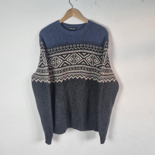 Cherokee Men's Jumper - Grey/Blue - M on Productcaster.