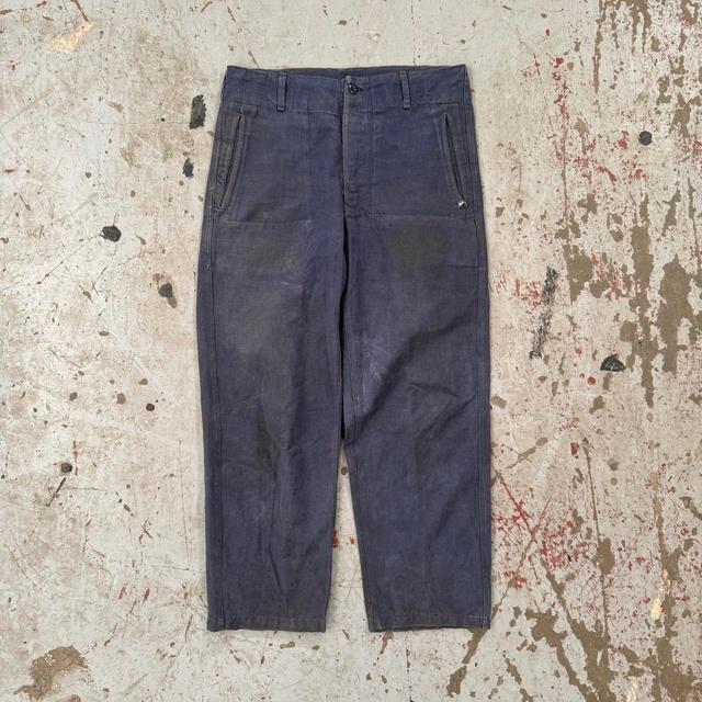 Vintage Men's Wide leg Distressed Trousers - Navy - 34" on Productcaster.