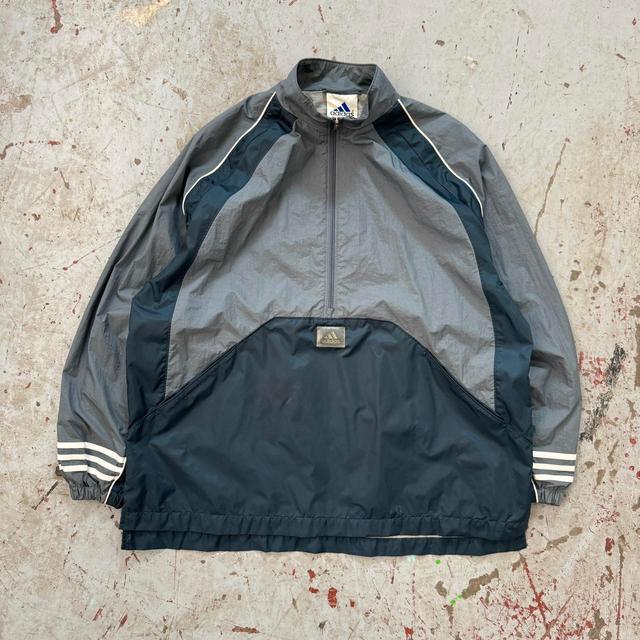 Adidas Men's Windbreaker Jacket - Grey/Blue - L on Productcaster.