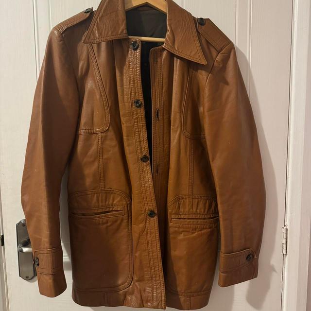 Vintage Women's Leather Jacket - Tan/Brown - M on Productcaster.