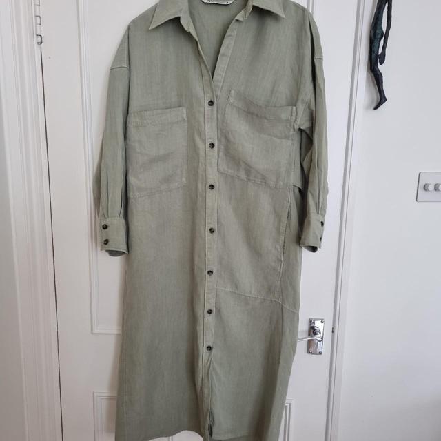 Zara Women's Shirt Dress - Green - XS on Productcaster.