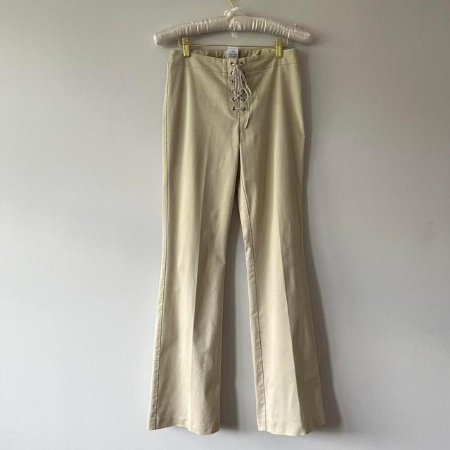 Next Women's Flare Acid-washed Trousers - Cream/Tan - UK 12 on Productcaster.