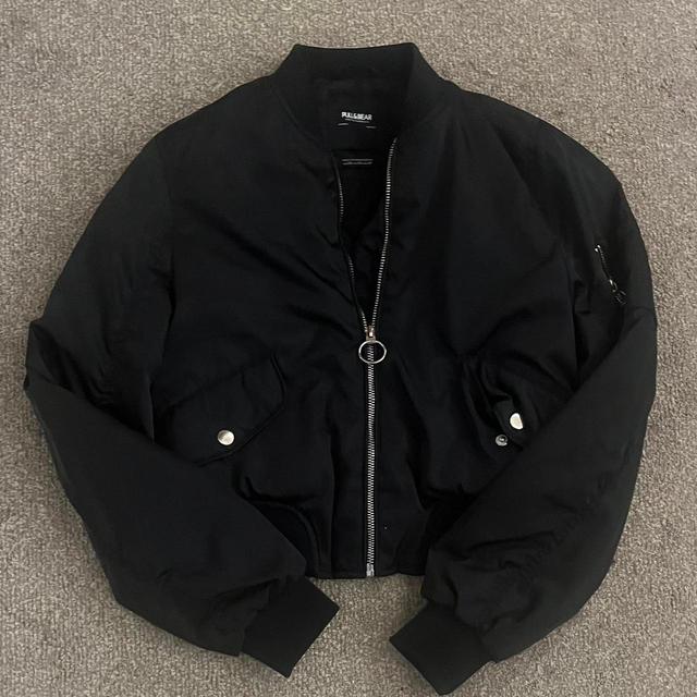 Pull&Bear Women's Bomber Jacket - Black - UK 6 on Productcaster.