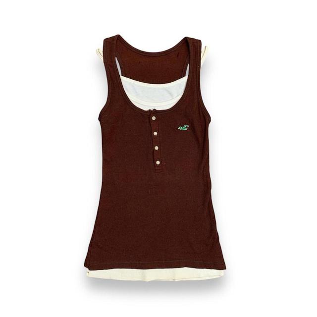 Hollister Co. Women's T-shirt - Brown/White - 6 on Productcaster.