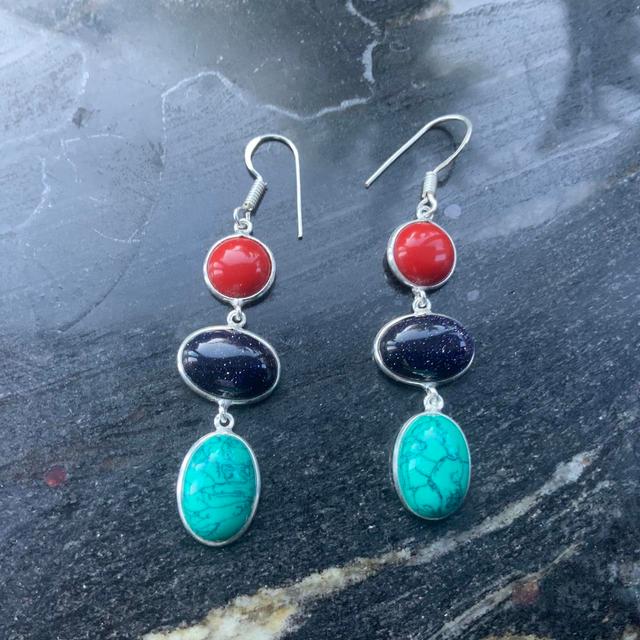 Women's Earrings - Blue on Productcaster.