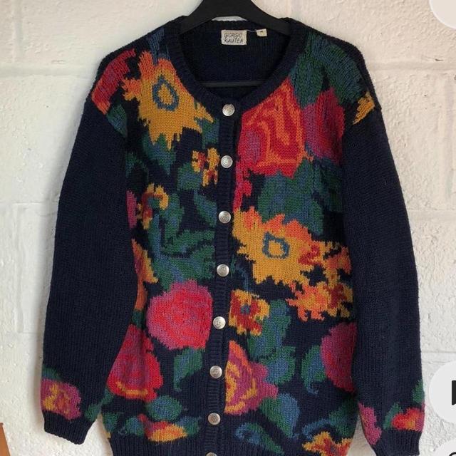 Vintage Women's Cardigan - Navy/Multi - M on Productcaster.