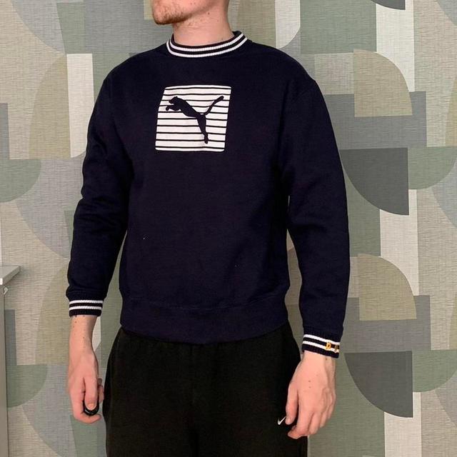 Puma Men's Sweatshirt - Navy/Yellow - M on Productcaster.