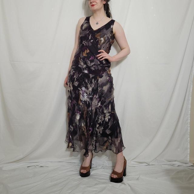 Vintage Women's Maxi Dress - Brown/Purple - M on Productcaster.