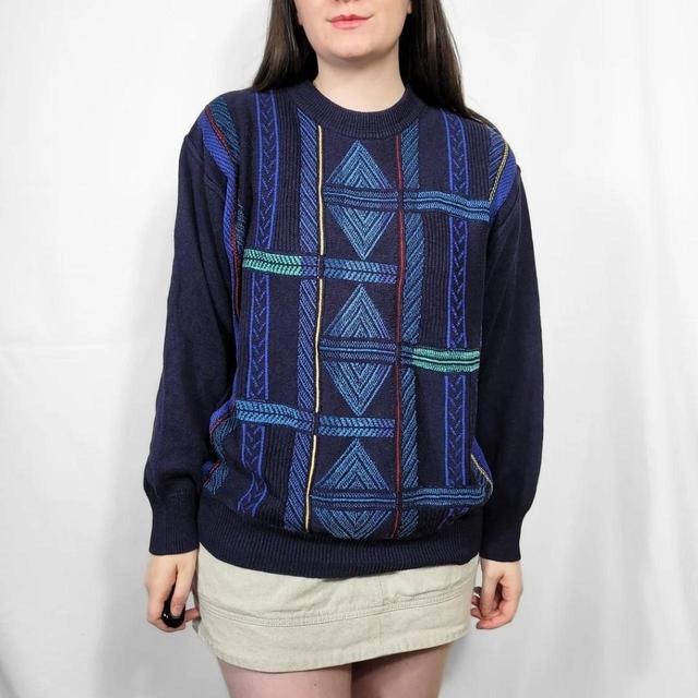 Vintage Men's Jumper - Navy/Multi - M on Productcaster.