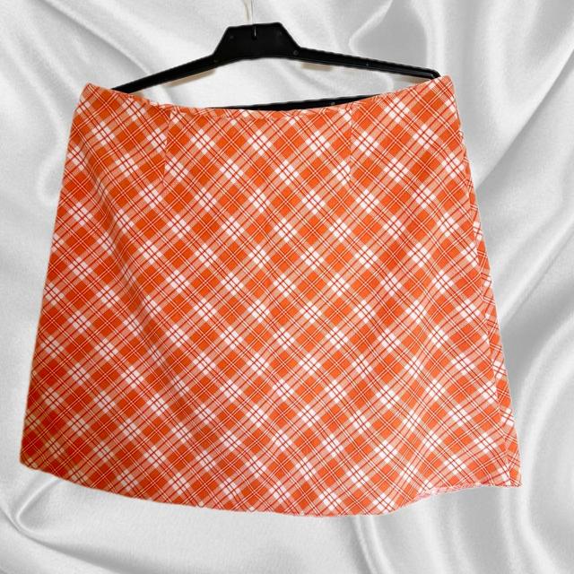 New Look Women's Cotton Skirt - Orange/White - UK 8 on Productcaster.