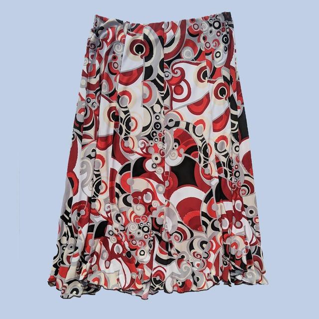 Vintage Women's Maxi Skirt - Grey/Red - M on Productcaster.