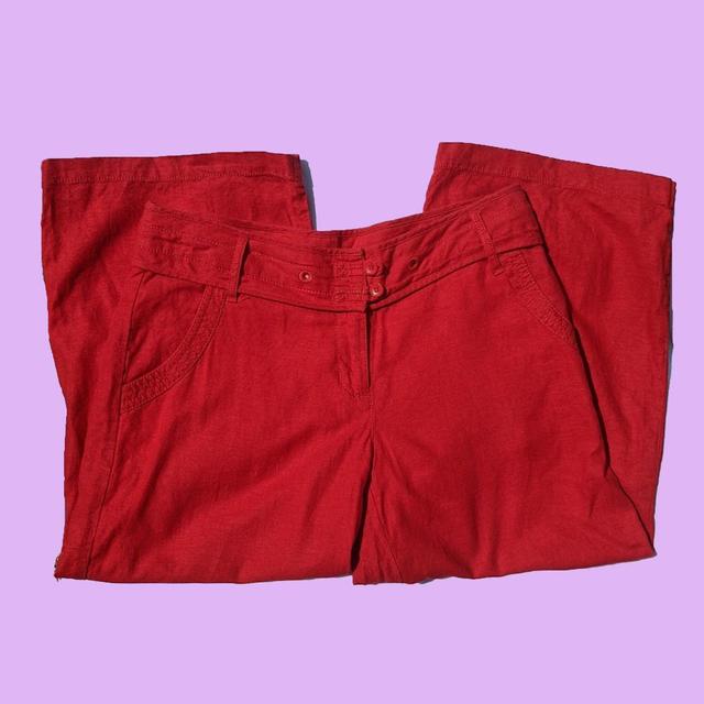 Vintage Women's Low rise Capri Trousers - Red - UK 12 on Productcaster.