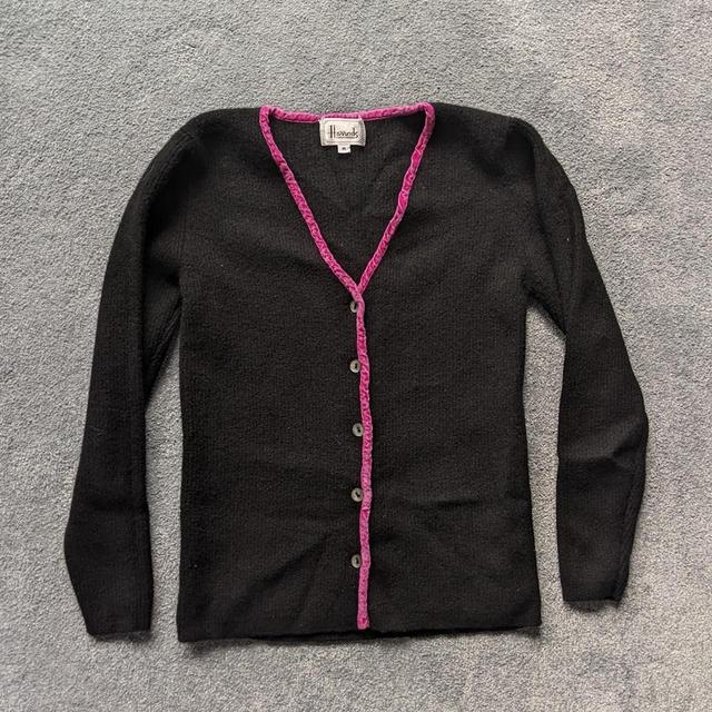 Vintage Women's Cardigan - Black/Pink - S on Productcaster.