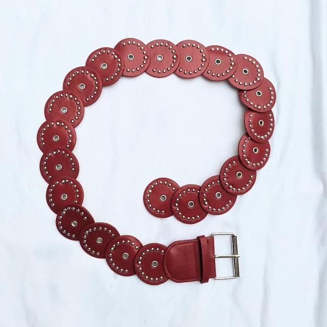 Vintage Women's Belt - Silver/Red on Productcaster.