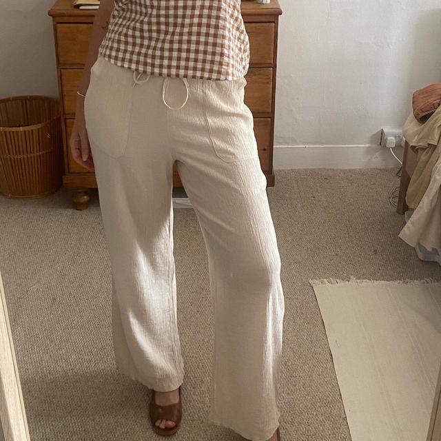 Zara Women's Wide leg Trousers - Cream/White - L on Productcaster.