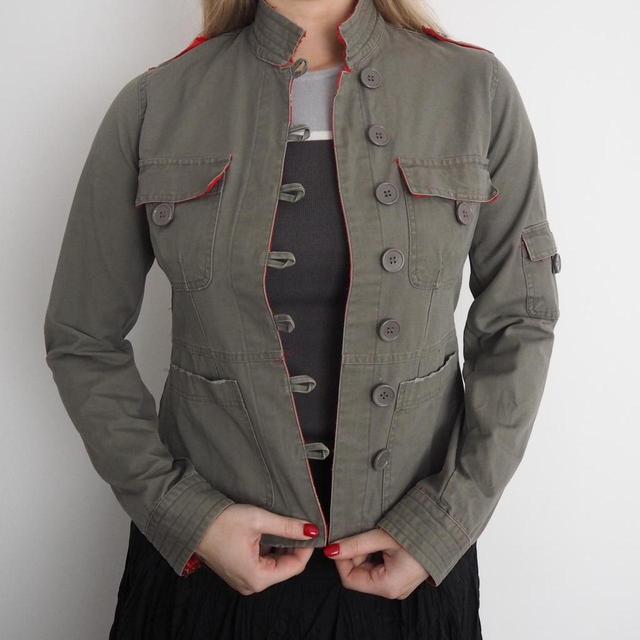 Vintage Women's Blazer Jacket - Khaki - UK 10 on Productcaster.