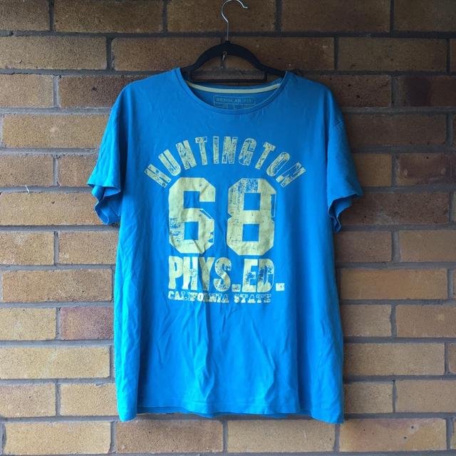 Vintage Men's T-shirt - Blue/Yellow - L on Productcaster.