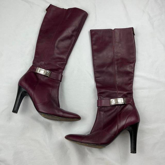 Karen Millen Women's Knee high Boots - Burgundy/Purple - UK 6 on Productcaster.