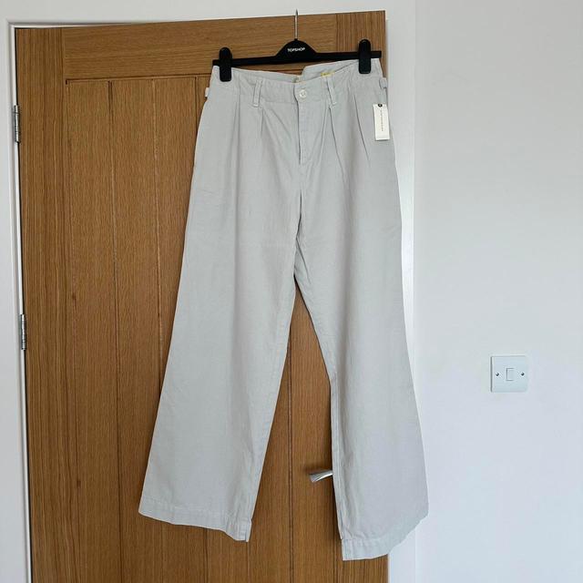 Anthropologie Women's Trousers - Cream/Grey - UK 10 on Productcaster.