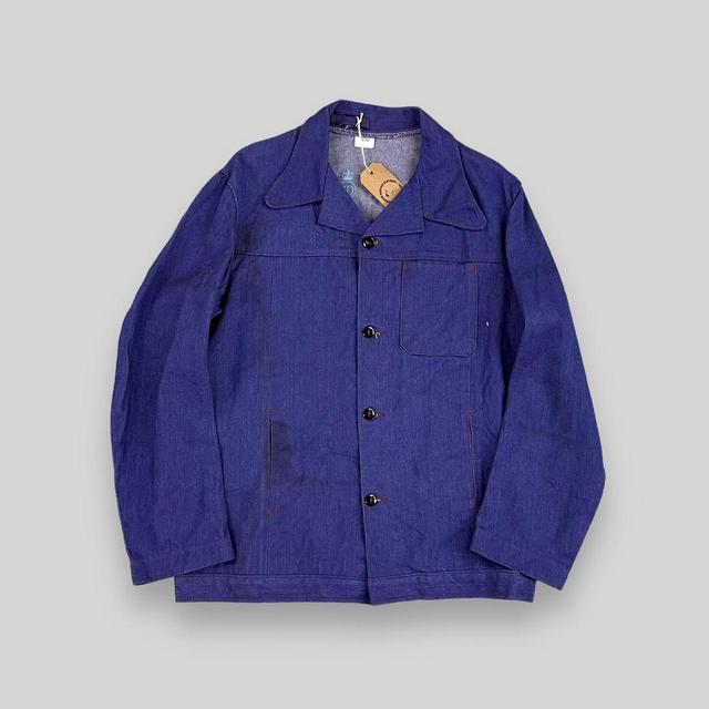 Vintage Men's Blazer Jacket - Blue - L on Productcaster.