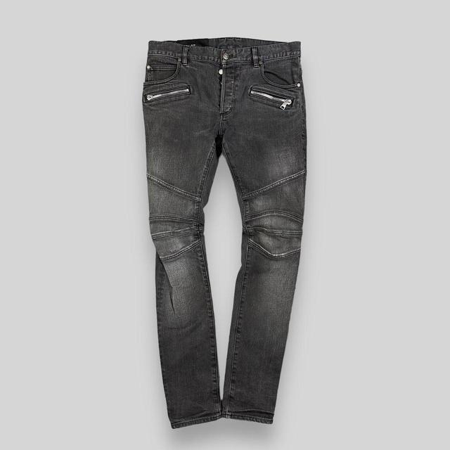 Balmain Men's Slim Embroidered Jeans - Black/Grey - 32" on Productcaster.