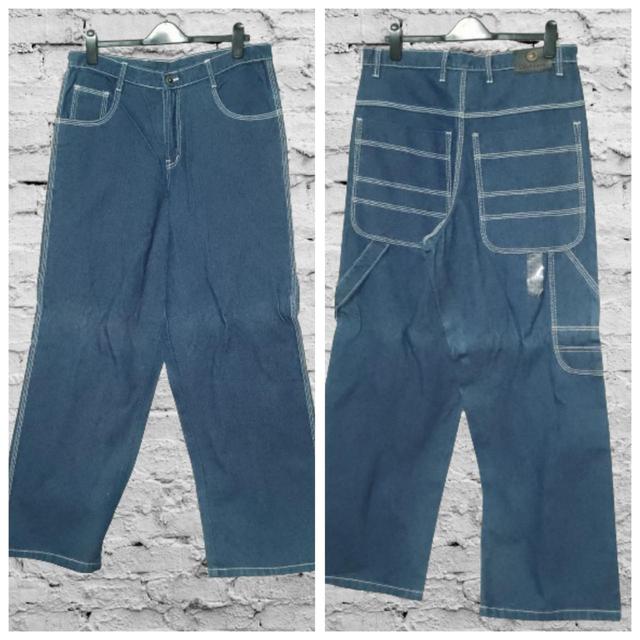 Men's Wide leg Jeans - Navy - 36" on Productcaster.