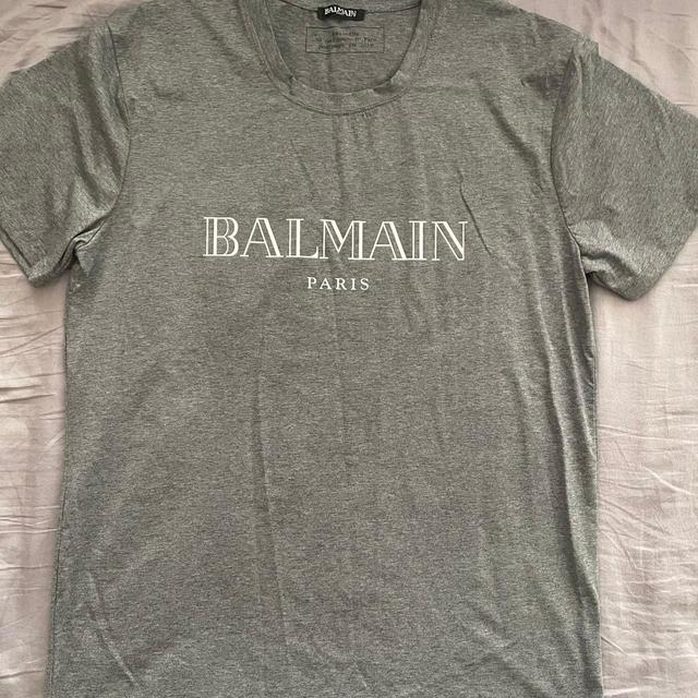 Balmain Men's T-shirt - Grey/White - XL on Productcaster.