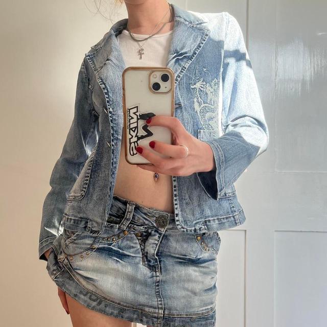 Vintage Women's Jacket - Blue/Silver - S on Productcaster.