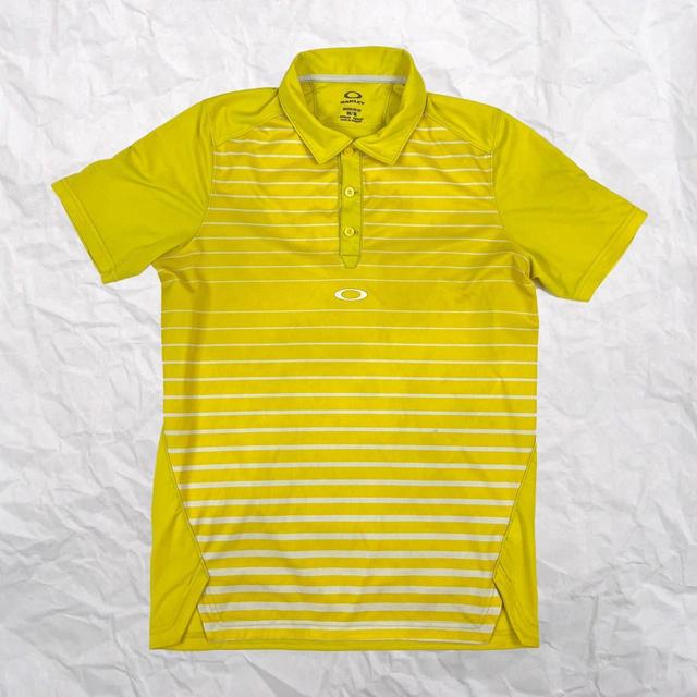 Oakley Men's Polo shirt - Yellow/White - M on Productcaster.