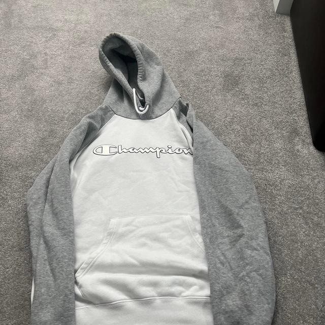 Champion Men's Hoodie - Grey/White - M on Productcaster.