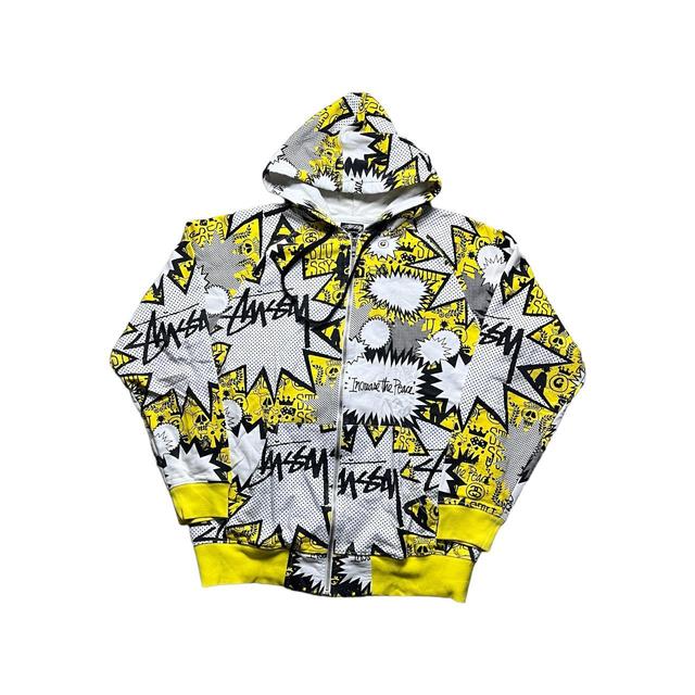 Stüssy Men's Hoodie - Yellow/White - M on Productcaster.