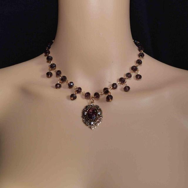 Handmade Women's Necklace - Burgundy on Productcaster.