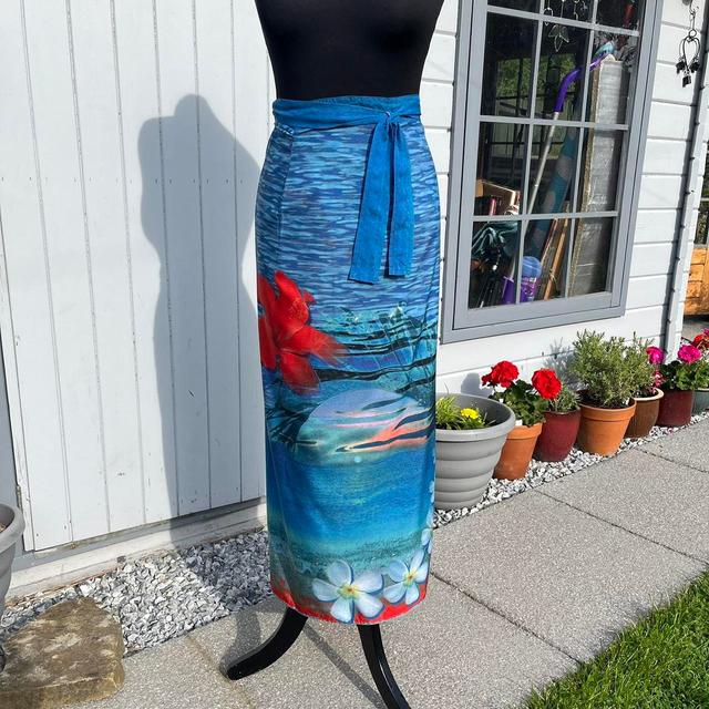 Vintage Women's Holiday Skirt - Blue/Multi - One size on Productcaster.