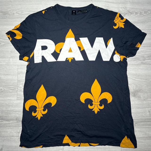 G-Star RAW Men's T-shirt - Navy/Yellow - XL on Productcaster.