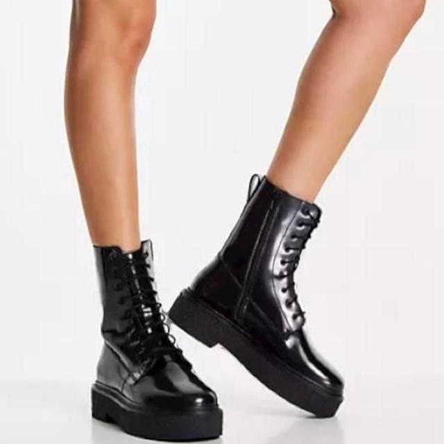 ASOS Design Women's Lace up Boots - Black - UK 6 on Productcaster.