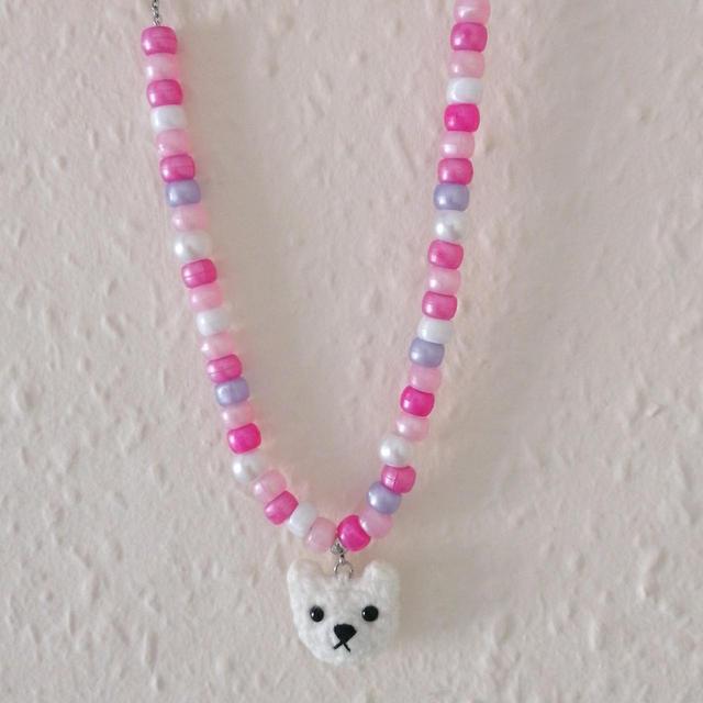 Women's Necklace - White/Pink on Productcaster.