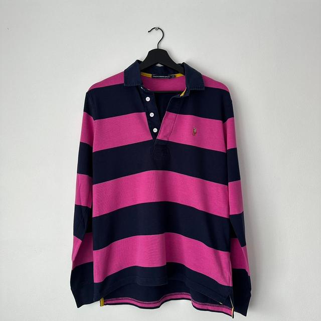 Ralph Lauren Men's Polo shirt - Pink/Blue - L on Productcaster.