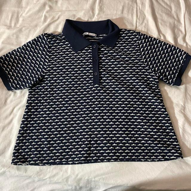 Zara Women's Polo shirt - Navy/White - S on Productcaster.