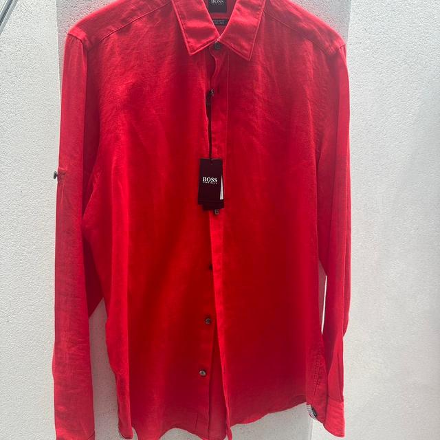 Hugo Boss Men's Shirt - Red - M on Productcaster.