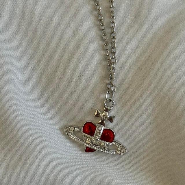 Women's Necklace - Red/Silver on Productcaster.