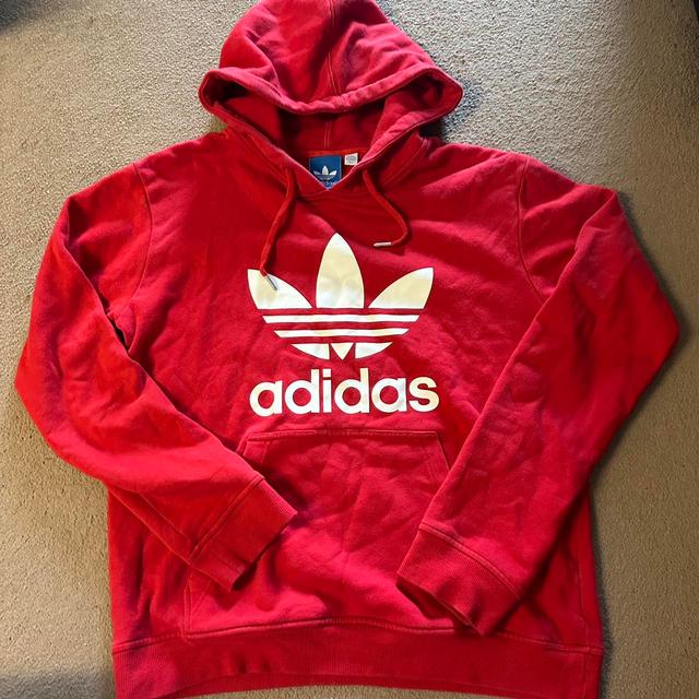 Adidas Originals Men's Hoodie - Red/White - L on Productcaster.