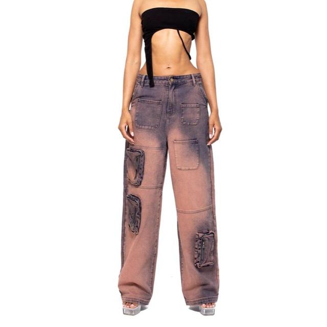 WMNS WEAR Women's Cargo Jeans - Black/Pink - UK 8 on Productcaster.