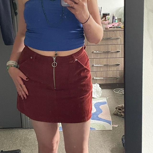 Topshop Women's Corduroy Skirt - Burgundy - UK 10 on Productcaster.