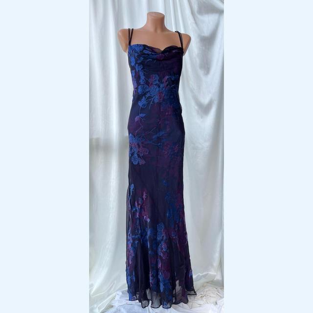 Vintage Women's Maxi Dress - Purple/Blue - L on Productcaster.