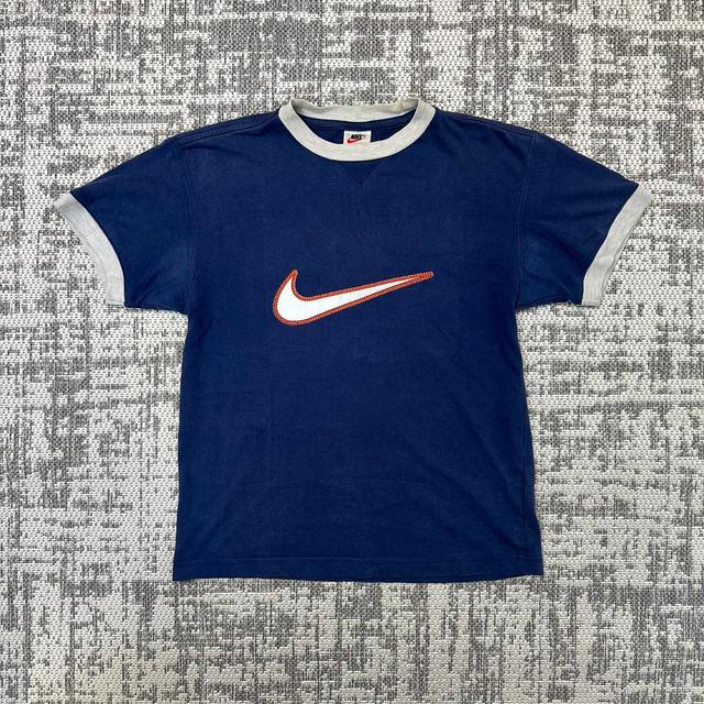 Nike Women's T-shirt - Cream/Blue - M on Productcaster.