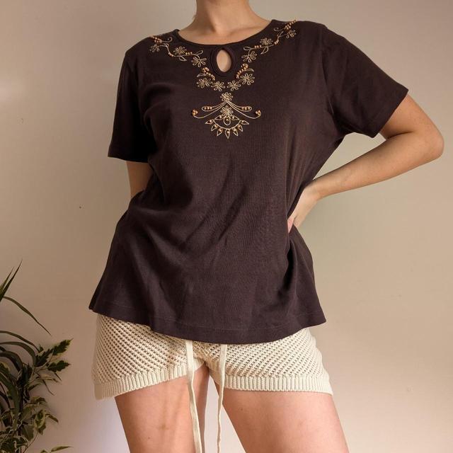 Edinburgh Woollen Mill Women's T-shirt - Brown - L on Productcaster.